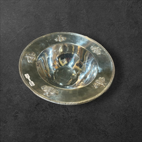 Silver Bowl with Bee Design
