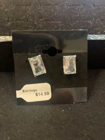 Rhinestone Rectangular Post Earrings