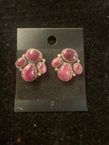 Roie Jaque SS Purple Spiny Oyster Navajo Earrings