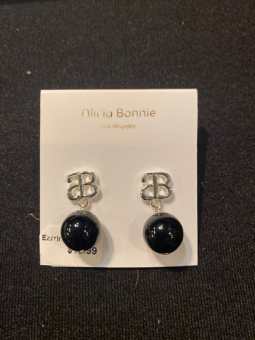 Alicia Bonnie Silver w/ Black Bead Post Earrings
