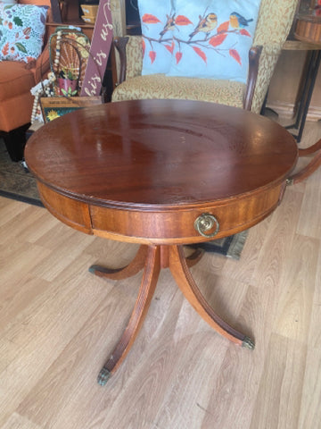 Round Drum End Table with Drawer