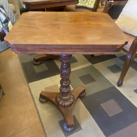 Wood Pedestal Tall Rectangular End Table