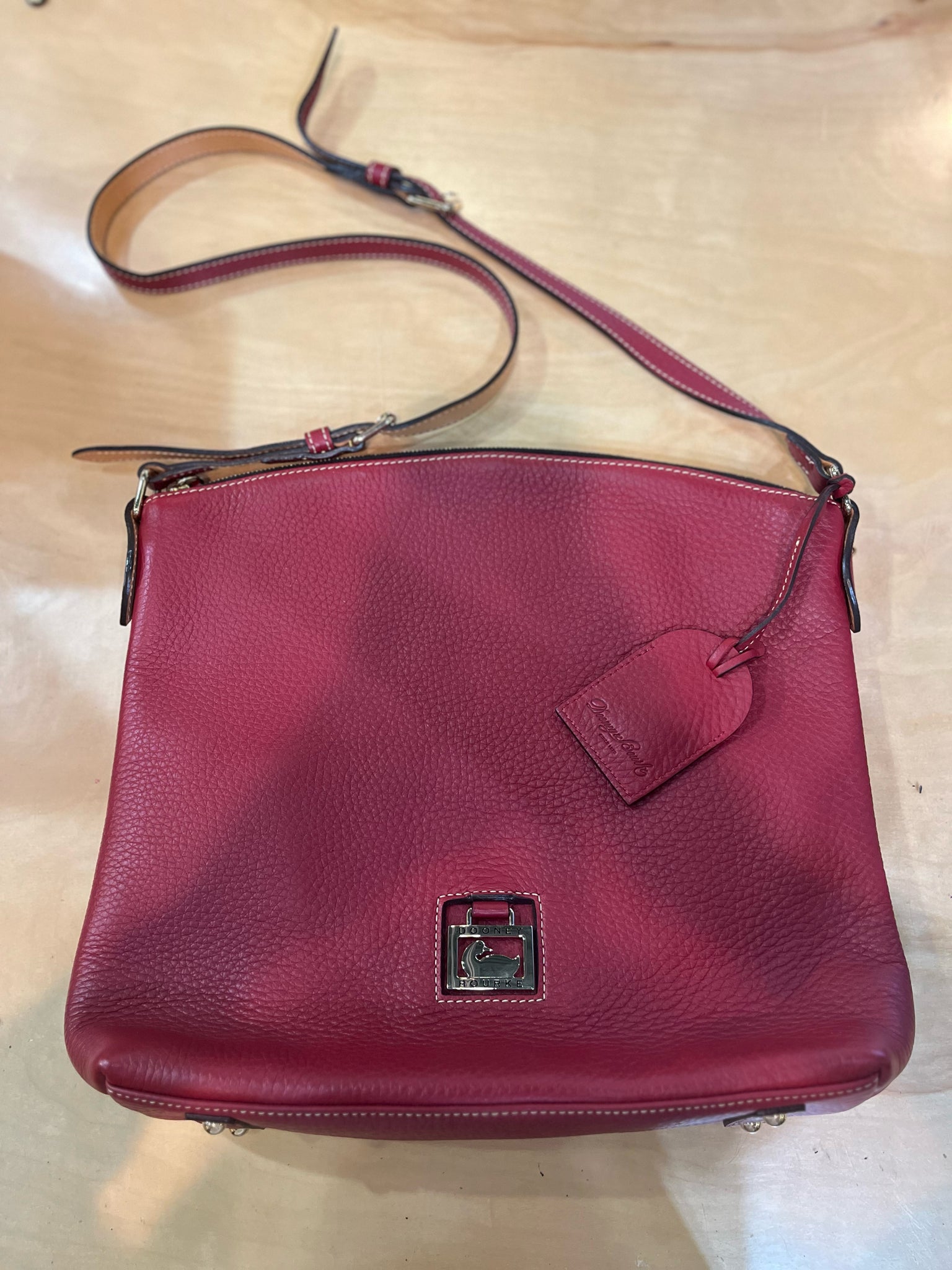 Dooney & Bourke Raspberry Pebble Leather Crossbody Handbag