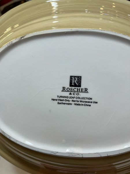 Roscher & Co. Fall Leaf Border Oval Serving Bowl