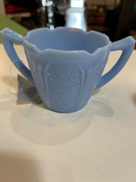 Vintage Powder Blue Delphite Cherry Sugar & Creamer Set