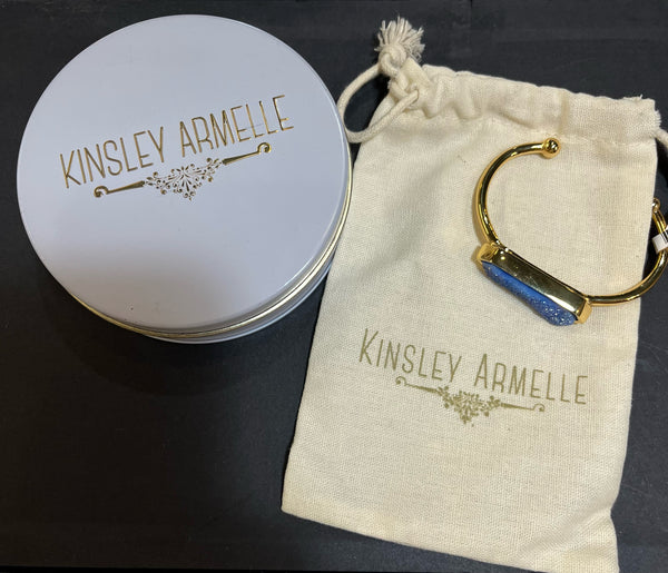 Kinsley Armelle "Gold & Blue Druzy" Cuff Bracelet