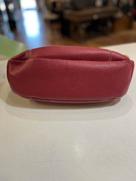 Dooney &Bourke Burgundy Pebbled Leather Hobo Handbag