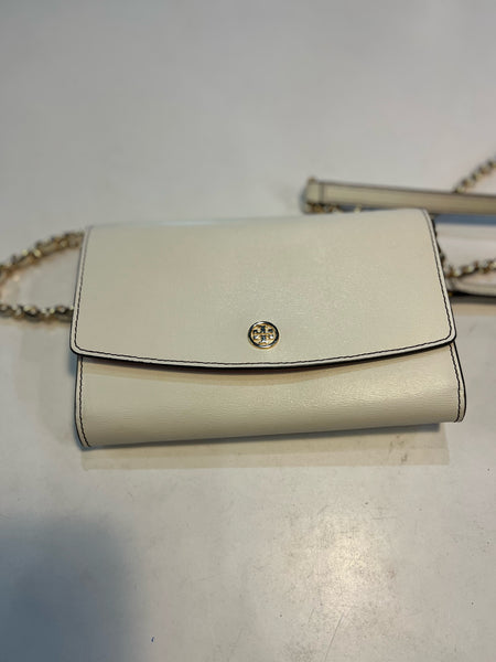 Tory Burch White & Gold Chain Crossbody