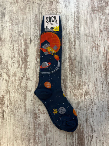 Space Rocket Wide Calf Knee High Socks