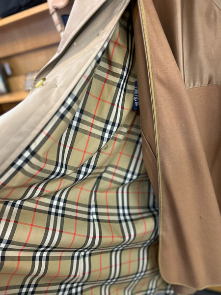 Burberry Tan Double Breasted Wool & Camel Hair Trench Coat