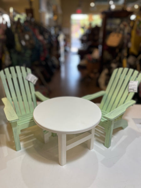 Retired American Girl Green Adirondak Chair & Table Set