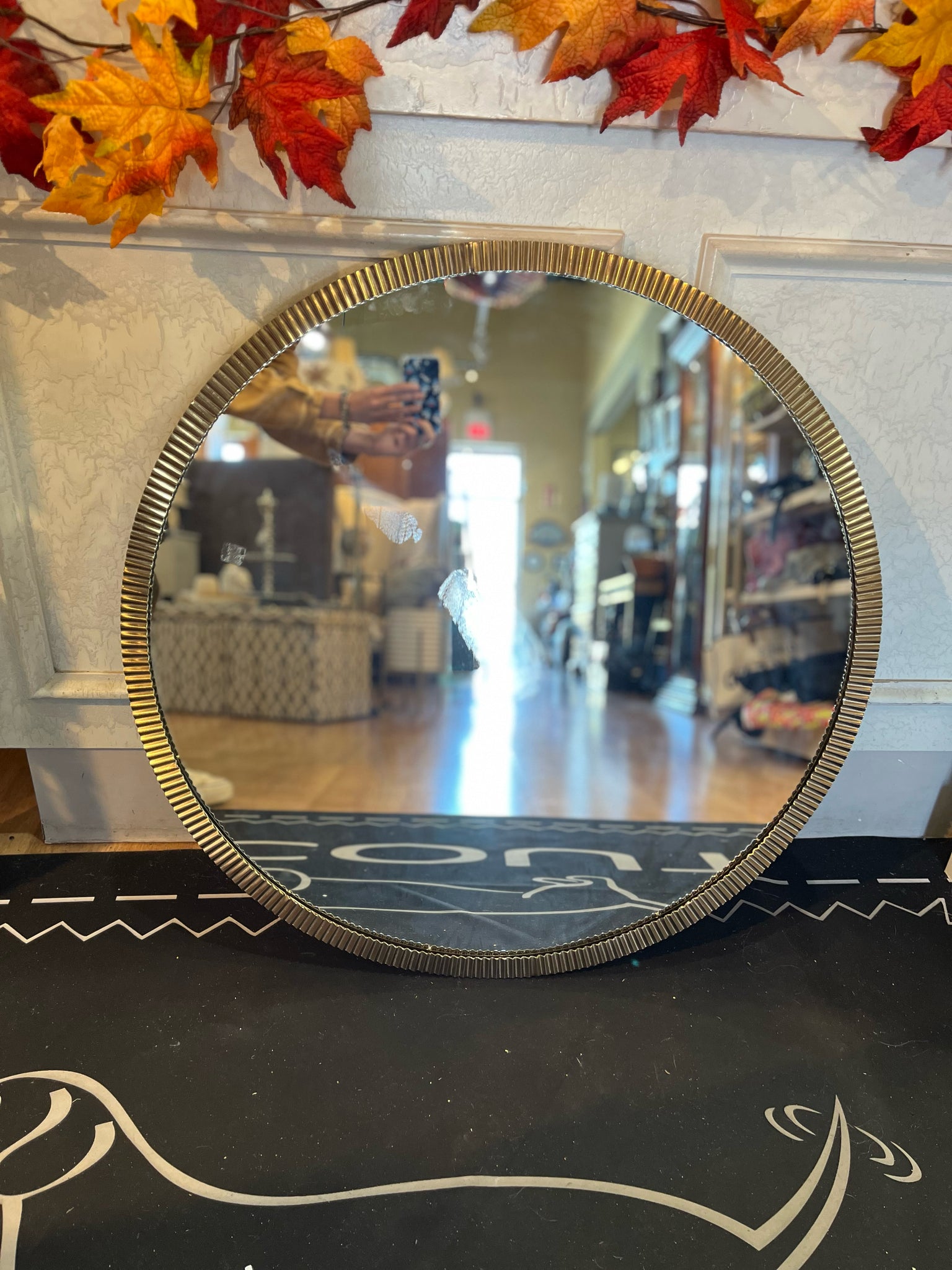 Round Gold Framed Mirror