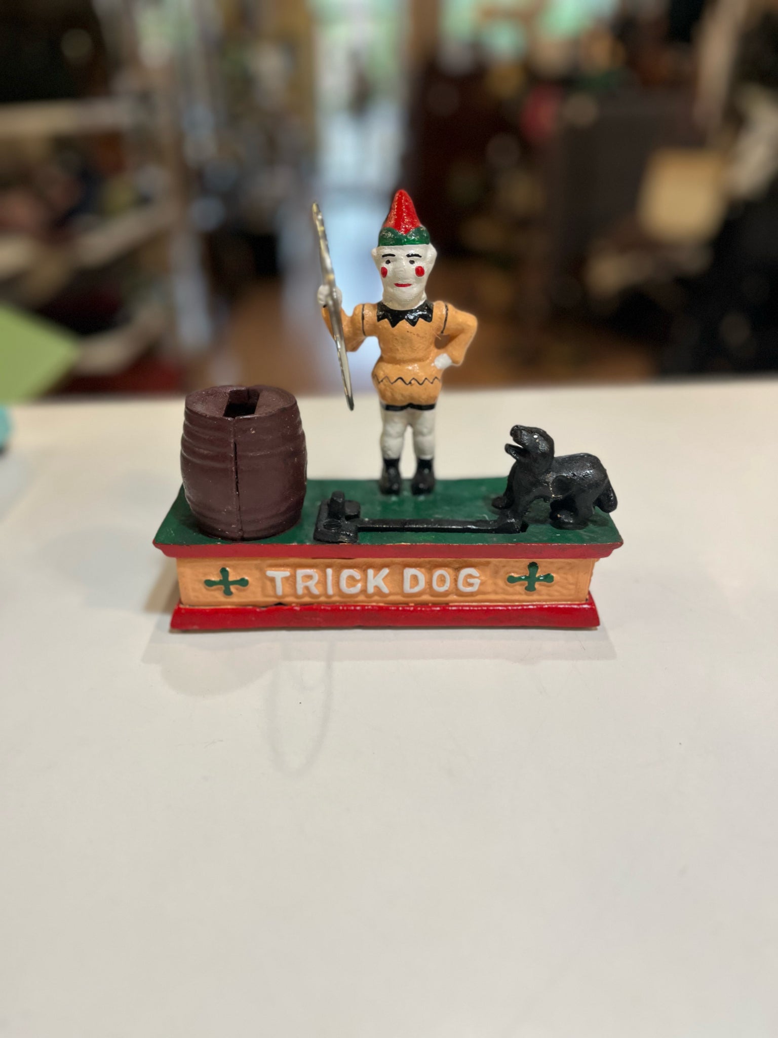 Trick Dog Cast Iron Coin Bank