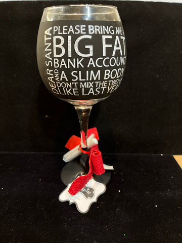 NWT Mudpie “Dear Santa…” Wine Glass