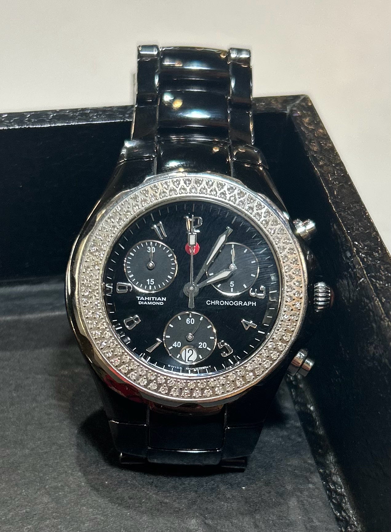 Michele Tahitian Chronograph Ceramic Diamond Watch