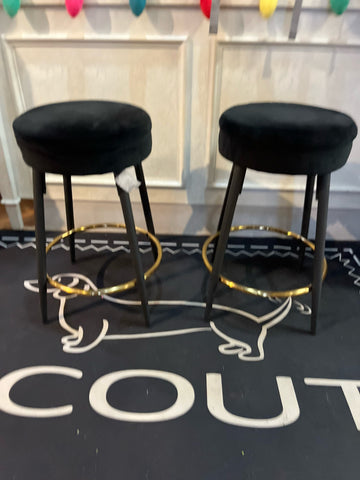 Set of 2 Black & Brass Stool