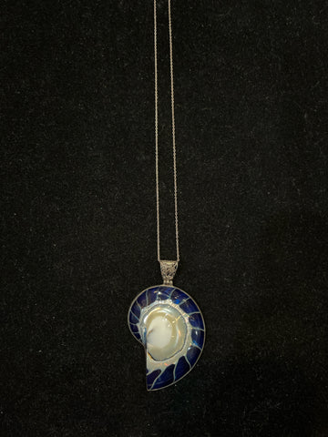 Blue Shell Pendant Necklace