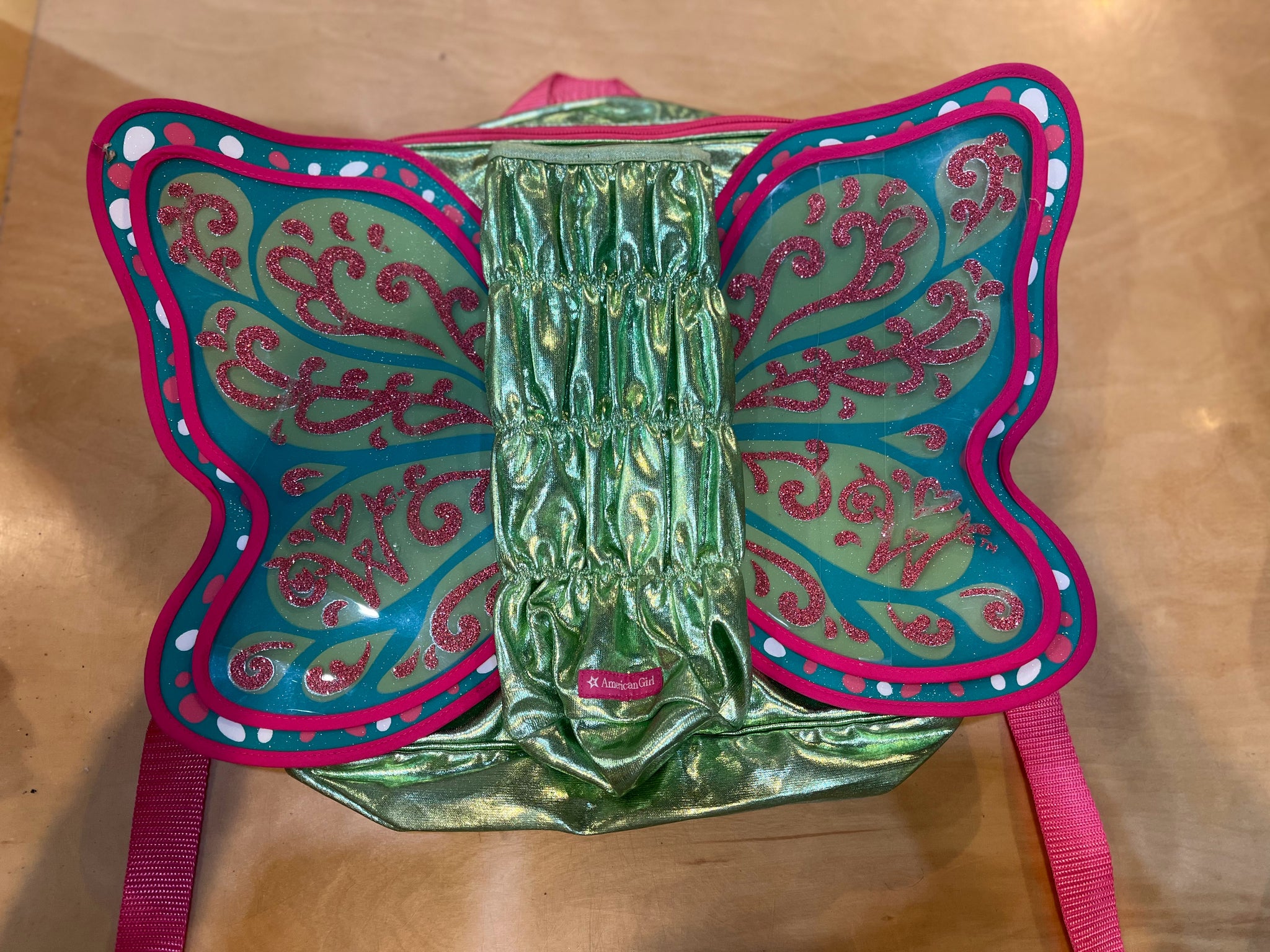 American Girl Wellie Wishers Green Butterfly Backpack