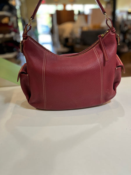 Dooney &Bourke Burgundy Pebbled Leather Hobo Handbag
