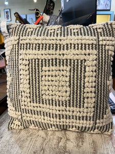 White & Gray Striped Pillow