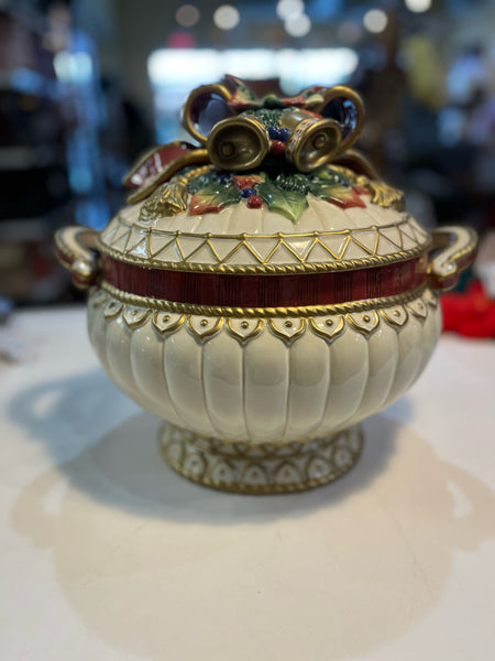 Fitz & Floyd "Jingle Bells & Bows" Punch Bowl