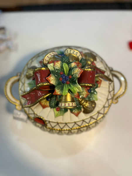 Fitz & Floyd "Jingle Bells & Bows" Punch Bowl