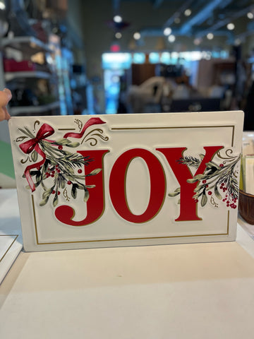"Joy" White Metal Sign