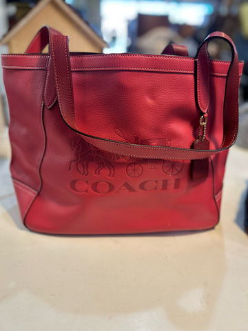 Coach Pink Horse & Carriage Leather Tote