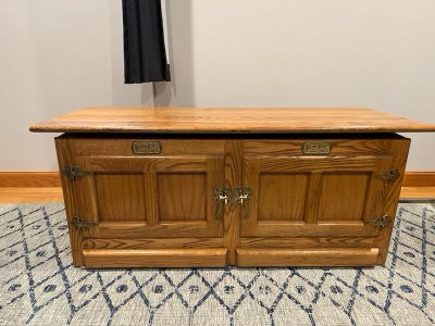 Vintage White Clad Oak Ice Box Trunk