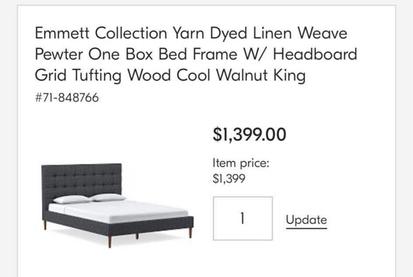 West Elm Gray California King Bed