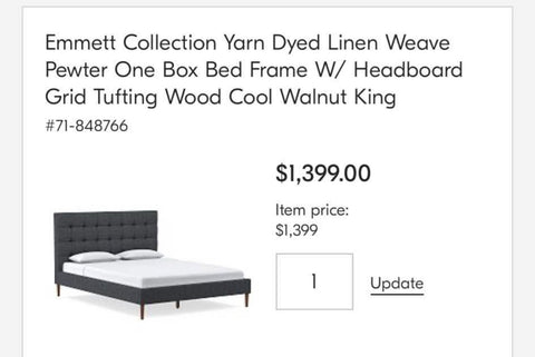 West Elm Gray California King Bed