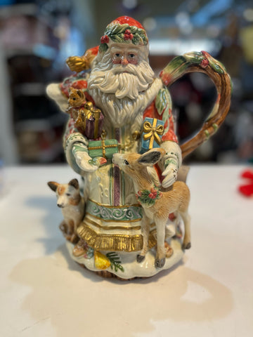 Fitz & Floyd "Enchanted Holiday" Santa Teapot