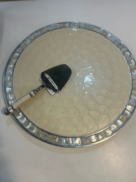 Julia Knight Mother of Pearl Footed Cheese Plate