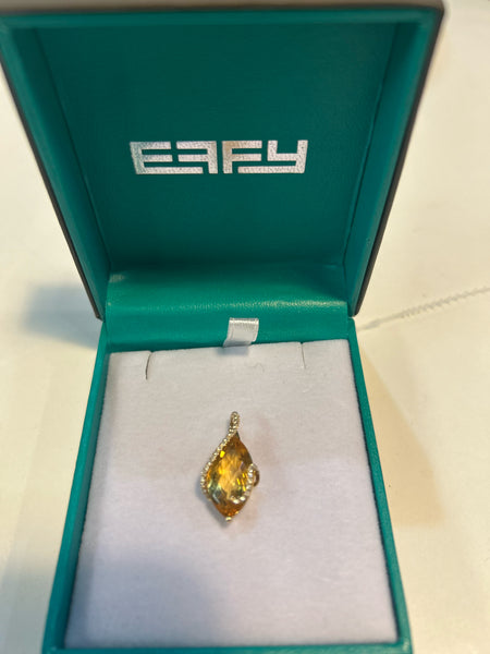Effy Citrine & Diamond Pendant