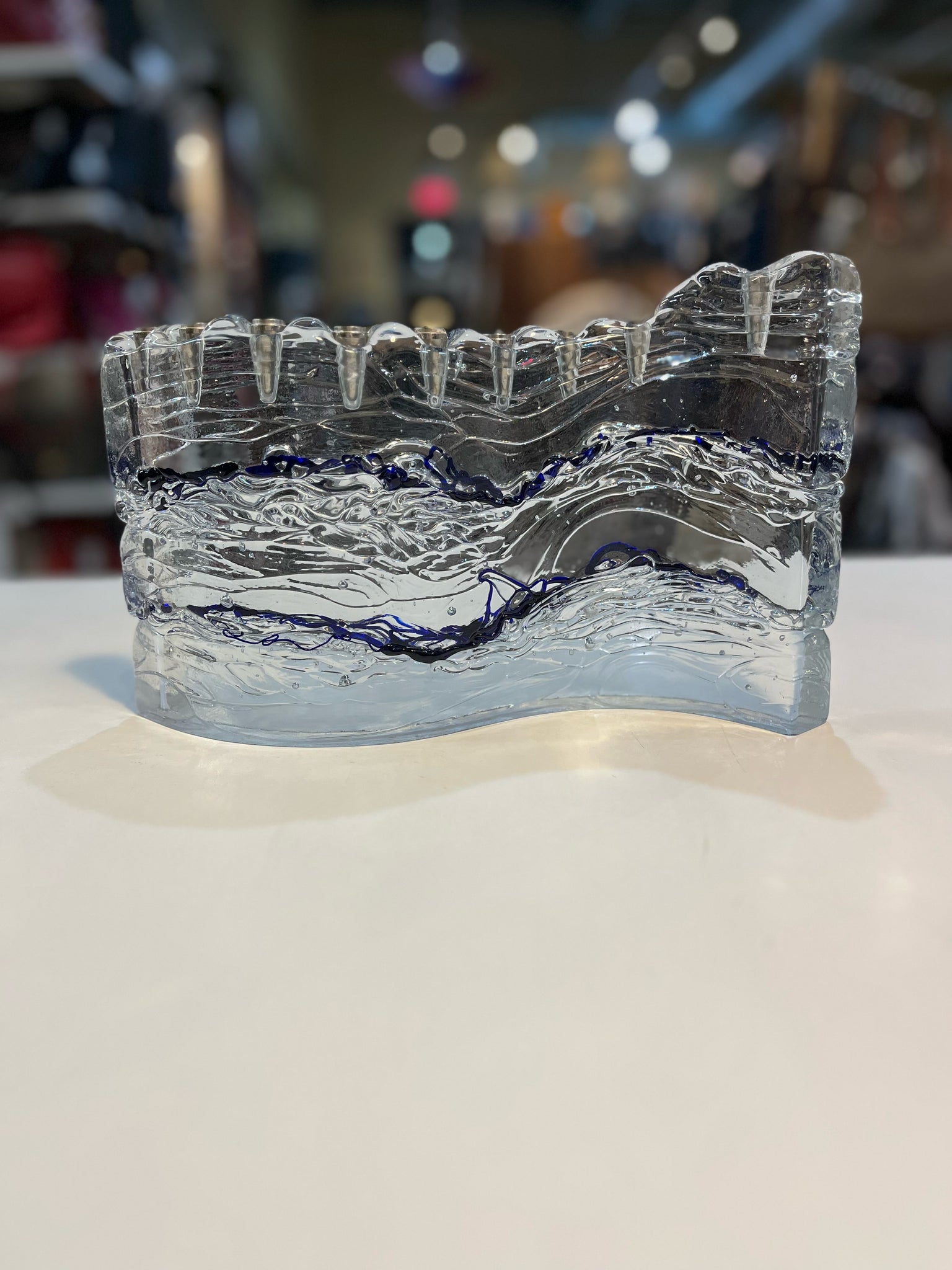 "Wave Menorah" Art Glass