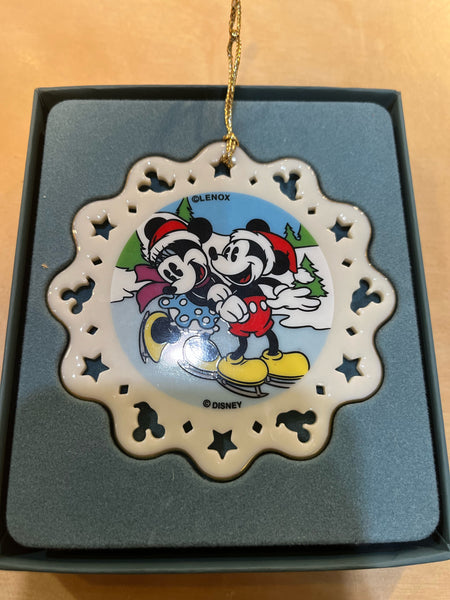 Lenox Mickey & Minnie Skating Ornament
