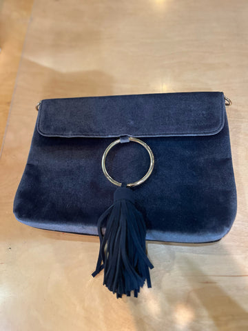 Anthropologie Blue Velvet Clutch