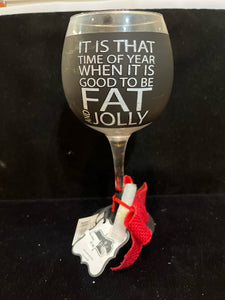 NWT Mudpie “It is that time of year.. to be jolly” Wine Glass