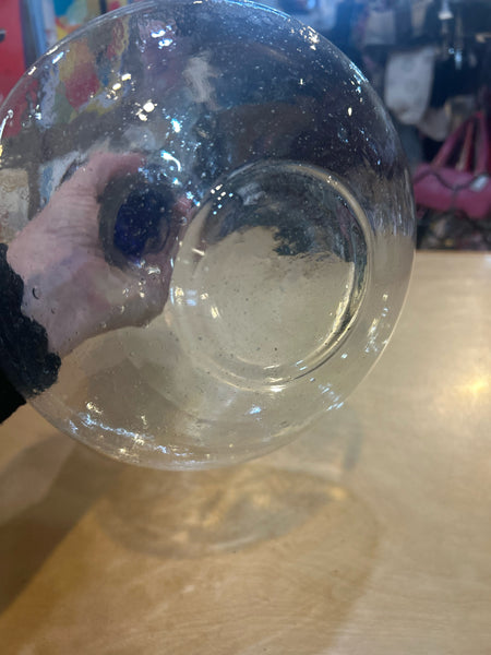 Crate&Barrel Clear and Blue Glass Decanter