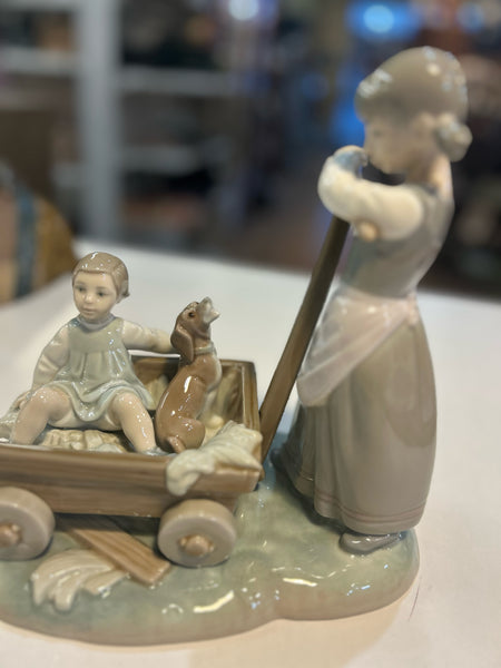 Lladro Girl with Wagon Figurine