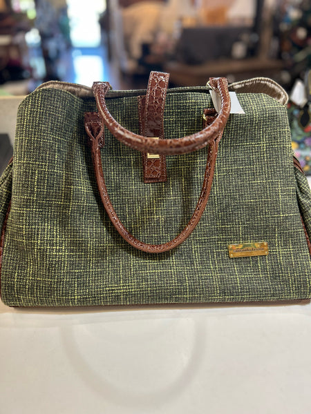 Samantha Brown Green Tweed Travel Bag