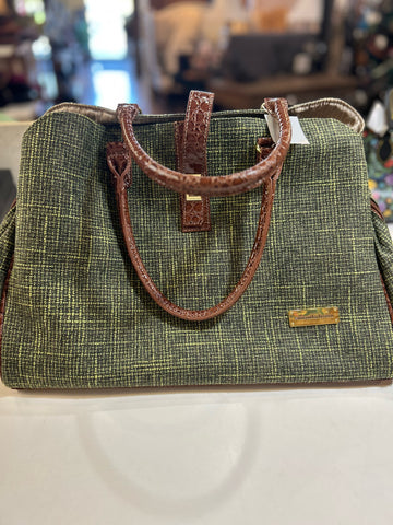 Samantha Brown Green Tweed Travel Bag