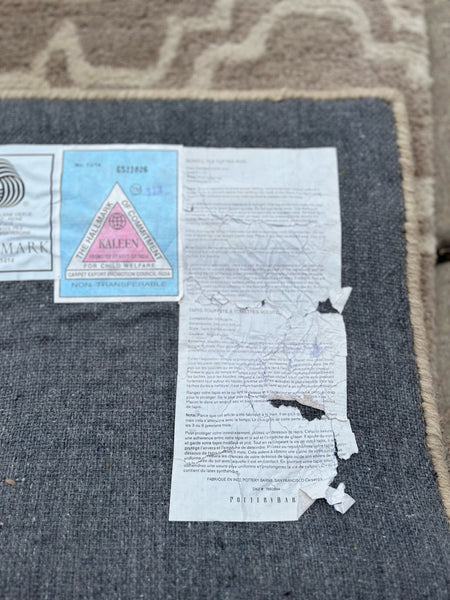 Pottery Barn Beige & White Scroll Pattern Rug