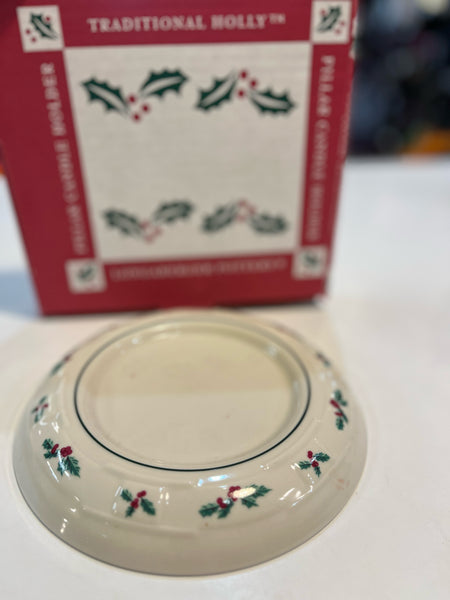 Longaberger "Traditional Holly" Candle Holder