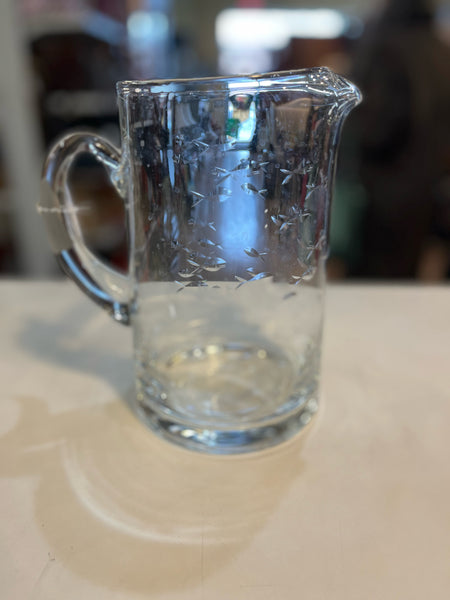 Crate&Barrel x Krosno Etched Fish Glass Pitcher