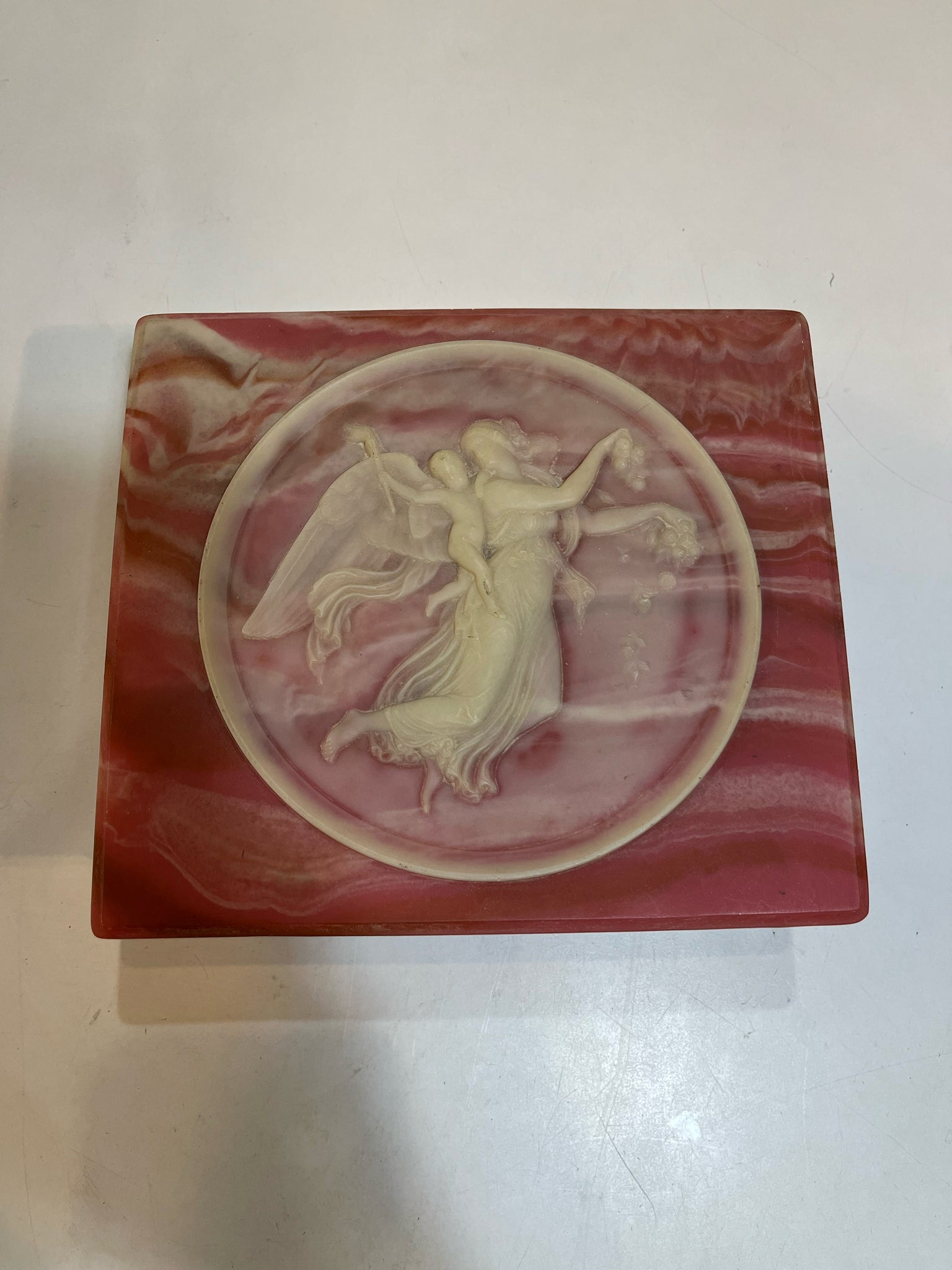 Pink Incolay Stone Jewelry Box