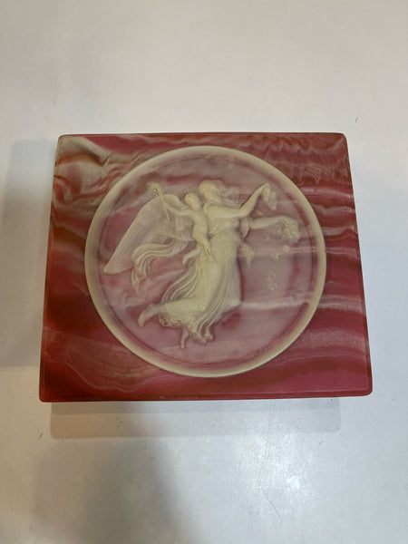 Pink Incolay Stone Jewelry Box