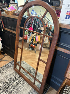 Brown Pine Arched Mirror