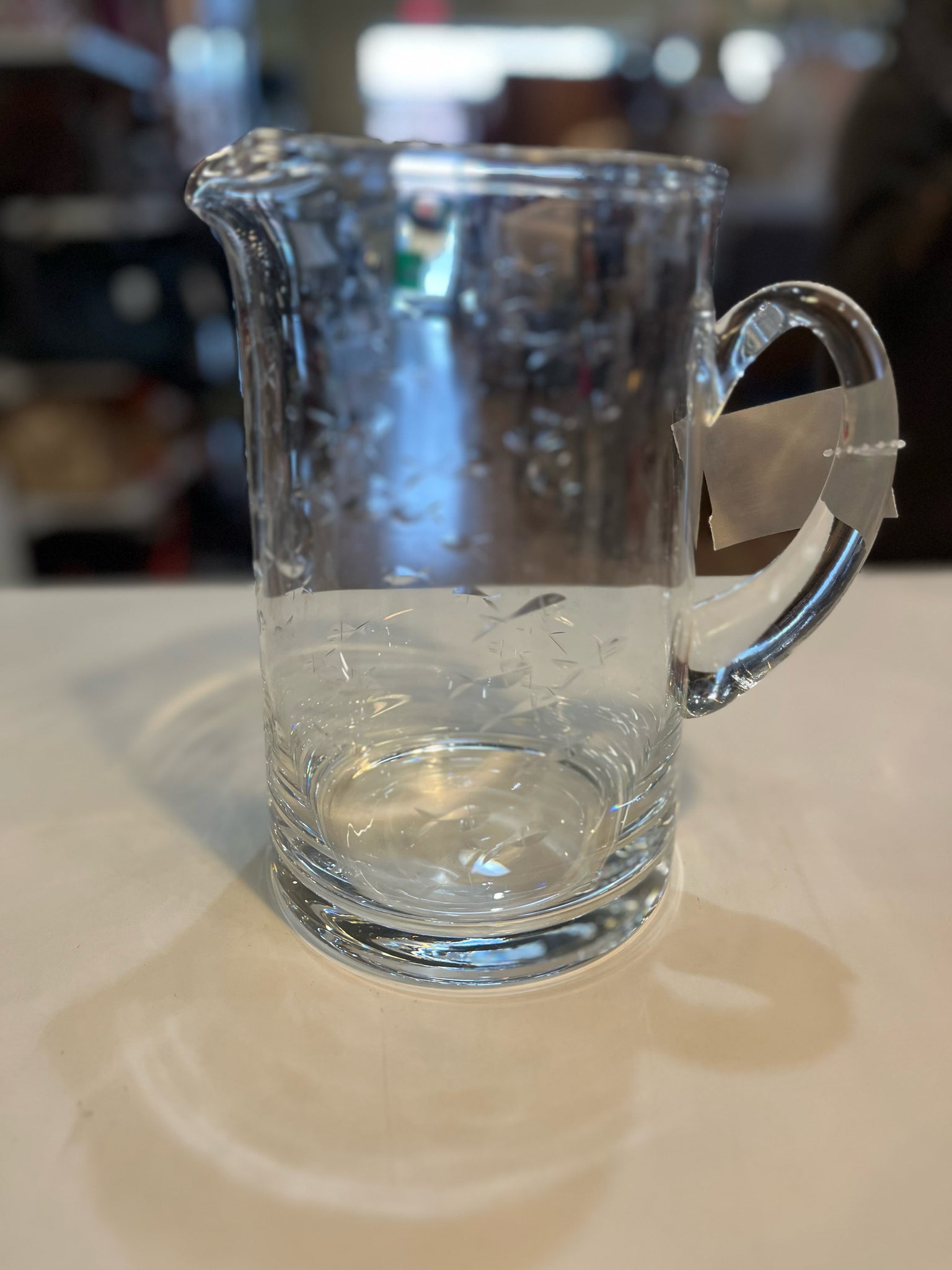 Crate&Barrel x Krosno Etched Fish Glass Pitcher
