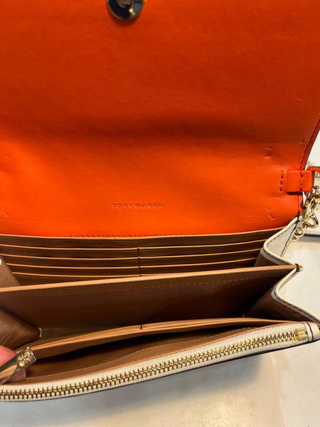 Tory Burch White & Gold Chain Crossbody